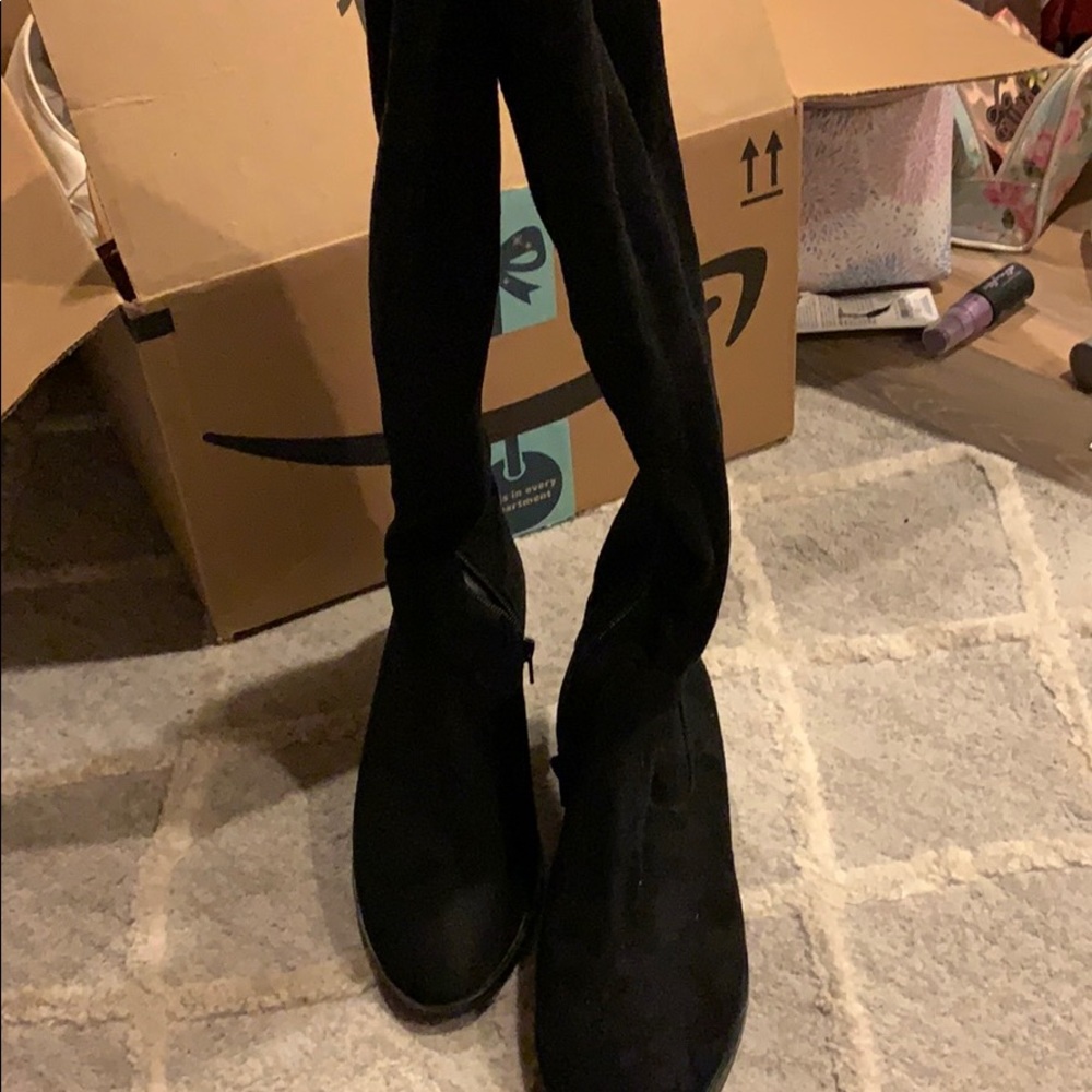 Suede black over the knee boots